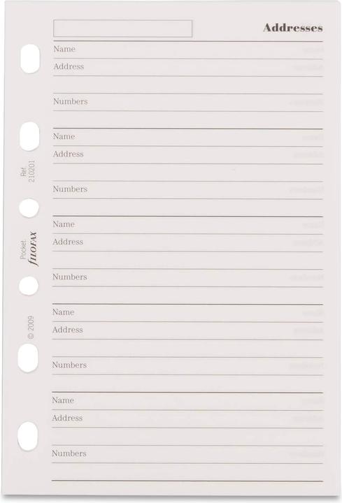 Actual product image Filofax Address sheet (Special)