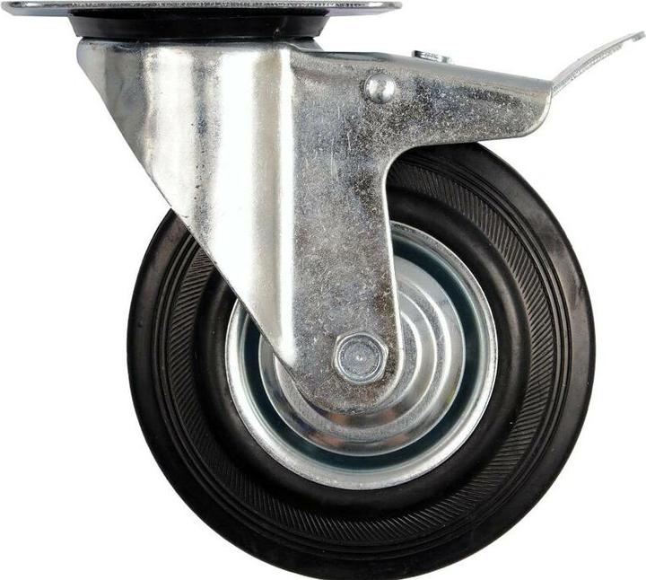 Toya Roulette pivotante avec caoutchouc noir et frein 125 mm 87323