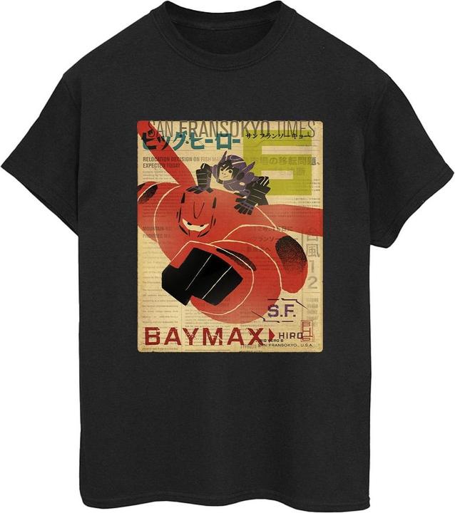 Actual product image Disney Womens/Ladies Big Hero 6 Baymax Flying Baymax Newspaper Cotton Boyfriend T-Shirt (XL)