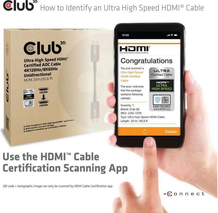 Produktbild Club 3D HDMI (Typ A) — HDMI (Typ A) (20 m, HDMI)