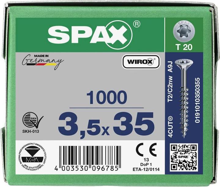 Image du produit Spax Vis pour panneaux d'aggloméré SK T15 3,5x35 mm (1000 Vis par pièce)