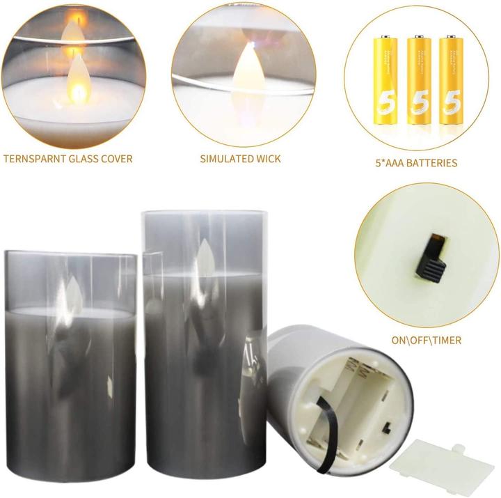 Immagine prodotto Lumina Swiss Set di candele LED in vetro con telecomando (3 x)