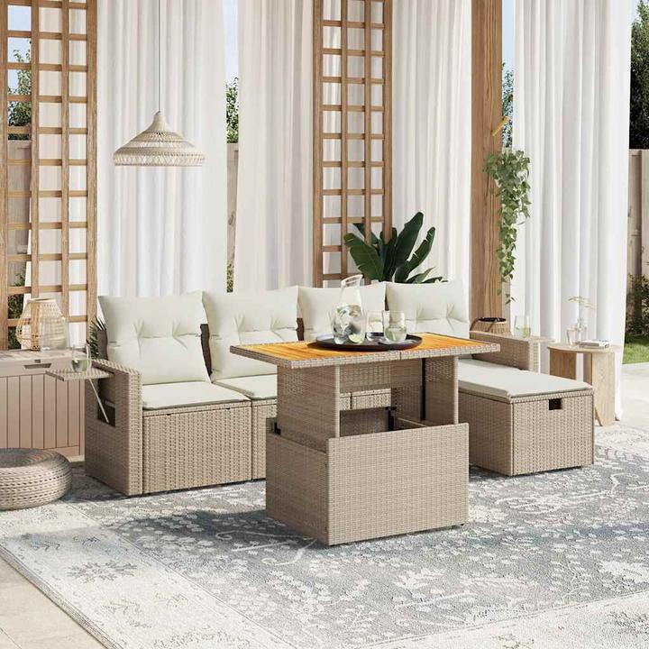 Actual product image VidaXL Garden furniture Sofa set Garden set 6-piece garden set Beige
