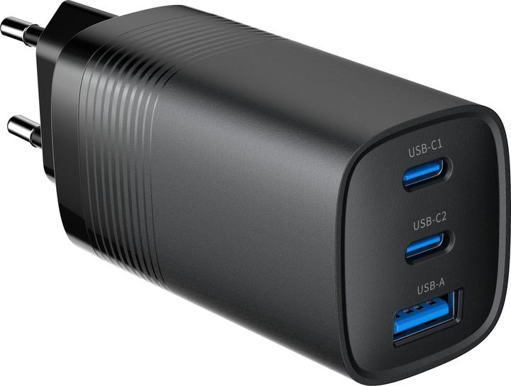 Produktbild Gembird Power Delivery Charger 1xA 2xC GaN Black (65 W)