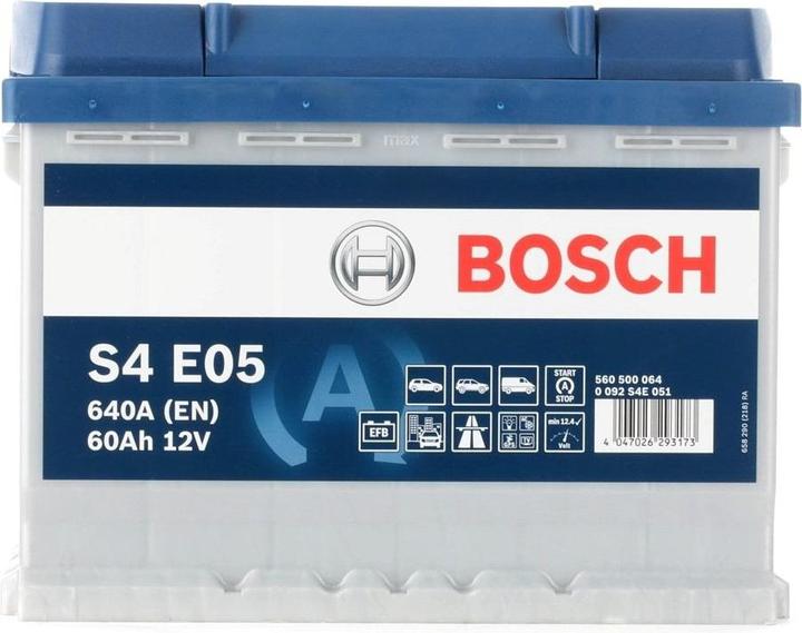 Image du produit Bosch Automotive Batterie de démarrage S4E EFB 12V 60Ah 640A 0092S4E051 (12 V, 60 Ah, 640 A)