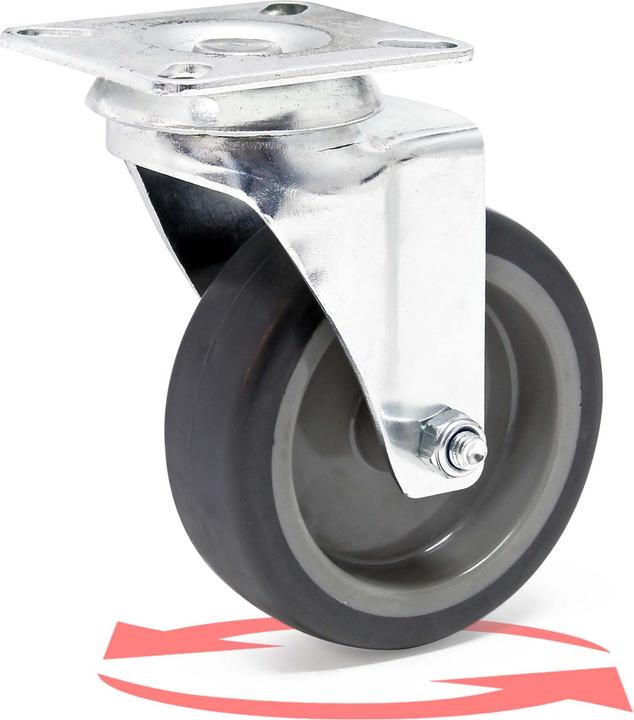Image du produit Wiltec Kit 4x Roulettes pivotantes fixes Charge lourde 100 mm Plastique Plaque de montage 80 kg/roue Transp