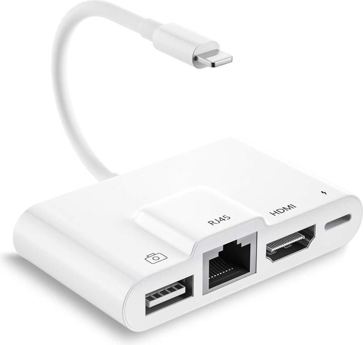 Actual product image PowerGuard 4-in-1 Lightning Ethernet OTG Digital AV HDMI USB Adapter