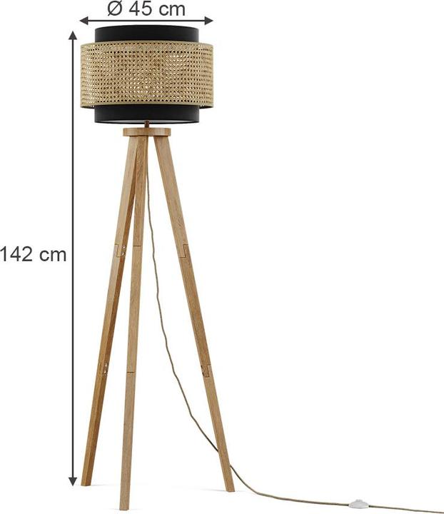 Produktbild Vicco Stehlampe Morten, Rattan/Schwarz, 45 x 142 cm (E27)