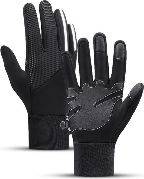 Hurtel Isolierte, rutschfeste Sport-Handyhandschuhe (Grösse L) – schwarz (L)