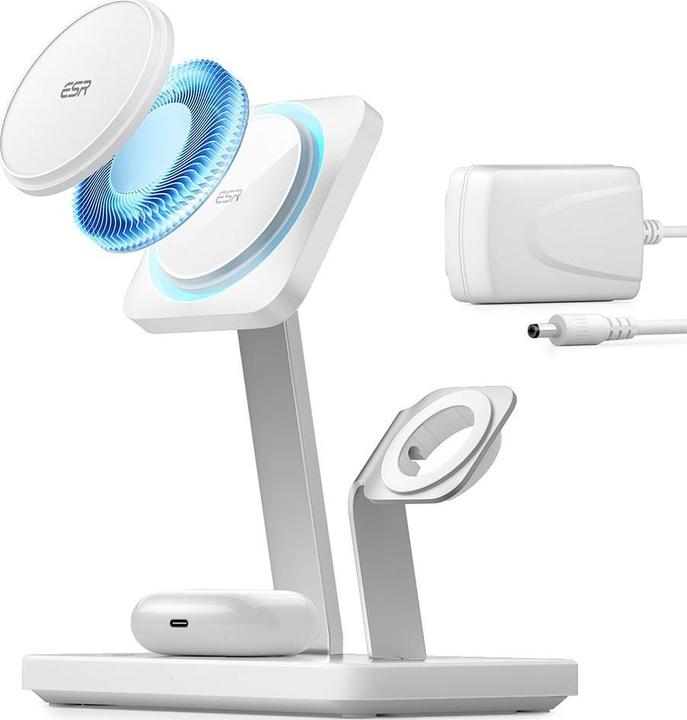Image du produit ESR Chargeur sans fil avec CryoBoost, 3in1 Magsafe, Blanc (15 W)
