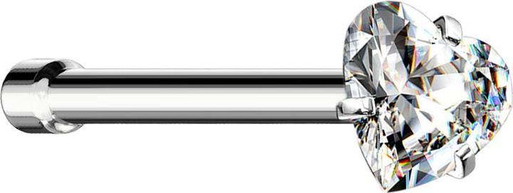 Produktbild Star Piercing Nasenstecker gerade silber Kristallherz silber gefasst (ohne Messing, Chirurgenstahl 316L)