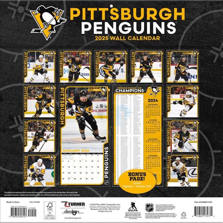 Image du produit NHL - Pittsburgh Penguins - Calendrier mural d'équipe 30,5 x 30,5 cm 2025 (30,5 x 30,5 cm, Français, Italien, Espagnol, Allemand, Anglais)