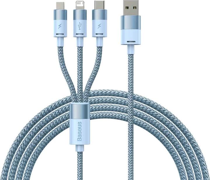Actual product image Baseus 3in1 USB cable StarSpeed Series, USB-C + Micro + Lightning 3.5A, 1.2m (Blue) (1.20 m, USB 3.0)