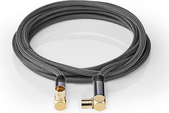 Actual product image Nedis Coaxial cable - IEC male - IEC female - Gold plated - 75 Ohm - 4 way shielded - 5 m - run (75 dB, Antenna cable)