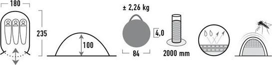 Image du produit High Peak Vision 3 (Tente instantanée, 2.30 kg, 3 personnes)