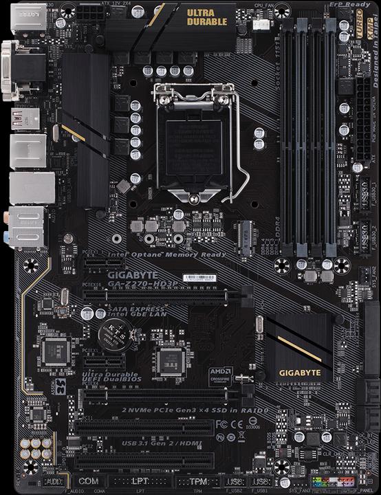 Image du produit Gigabyte Ga-Z270-Hd3p (LGA 1151, Intel Z270, ATX)