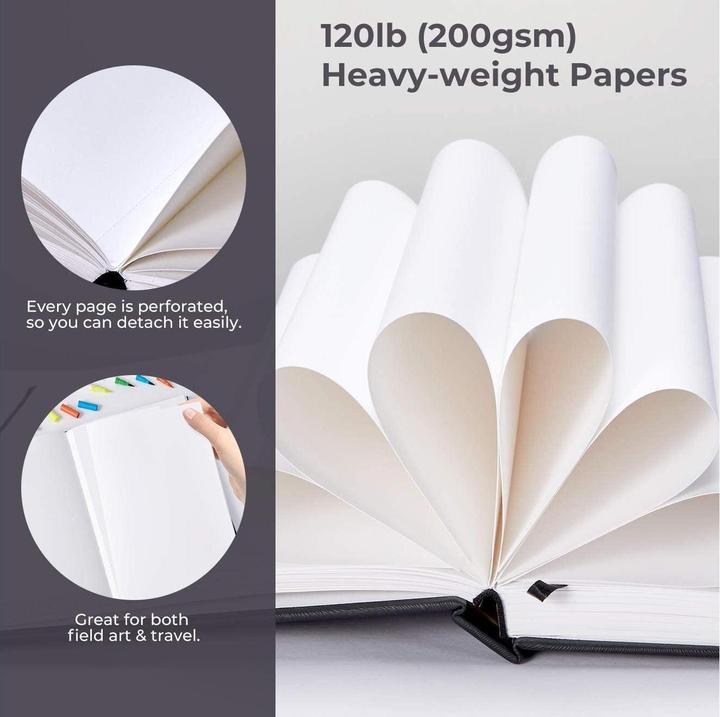 Actual product image Ohuhu Art sketchbook (21 x 21 cm, Plain, Hardcover)