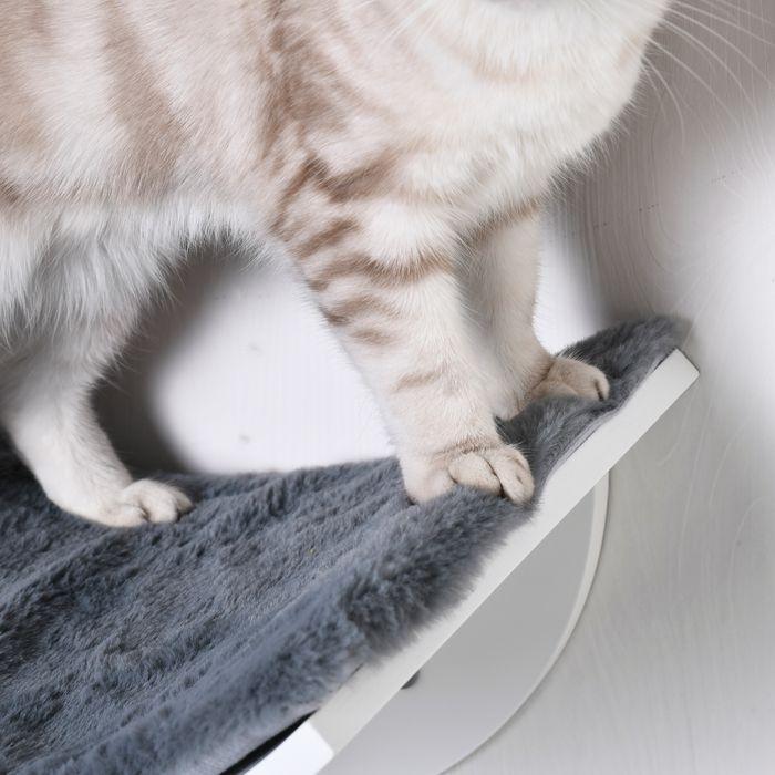Actual product image Swisshandel24 Cat bed Cat shelf Cat lounger Wall-mounted cat lounger Wall-mounted plush pad MDF White+grey 41 x (Cat)