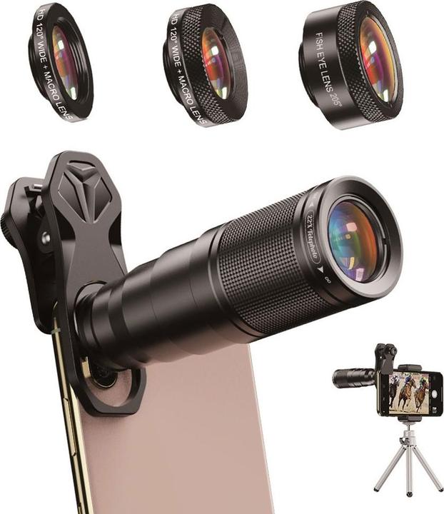 Image du produit Deltalabs Smartphone Teleskop-Objektiv 22x – Fisheye, Makro, Weitwinkel & Stativ