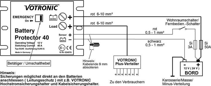 Actual product image Votronic 6075 Battery Protector 40A 24V battery monitor