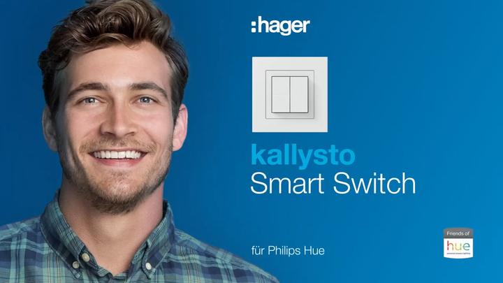 Immagine prodotto Hager Kallysto pulsante wireless a 4 ganci per il dispositivo Friends of Hue con pannello frontale