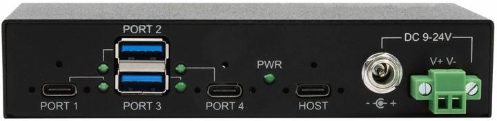 Actual product image Exsys 4 port USB 3.2 Gen 2 metal HUB, incl. power supply 12V/2A, USB 3.0 cable, Din-Rail (USB-C, 4 Ports)