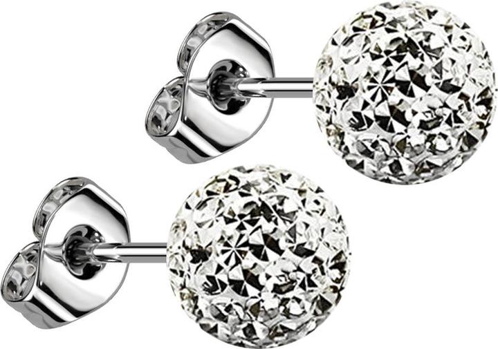 Produktbild Star Piercing Ohrstecker silber mit Kristall Kugel silber Epoxy Schutzschicht (Chirurgenstahl 316L, ohne Messing)
