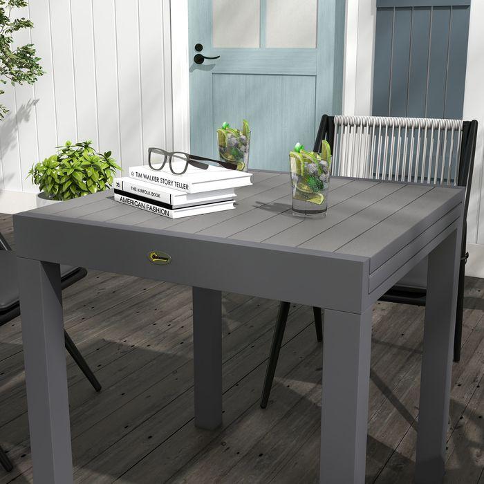 Immagine prodotto Swisshandel24 Tavolo da giardino Tavolo da pranzo per 6 persone Allungabile fino a 70 di portata Alluminio Grigio (81 cm)