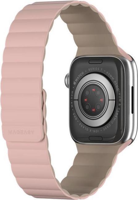 Produktbild MagEasy Magnetisches Silikon-Armband für Apple Watch 42/44/45mm - Pink (45 mm, 44 mm, 42 mm, Silikon)