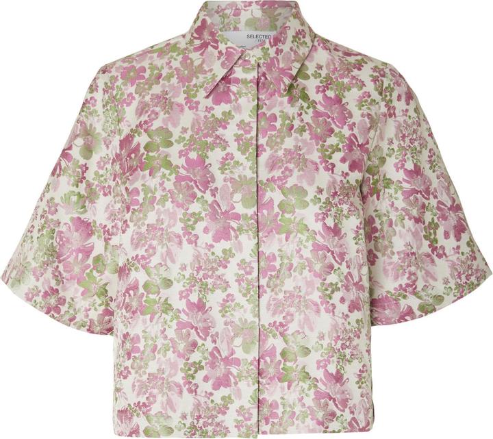 Selected Femme Geblümte Jacquard Kurzarmhemd (36)