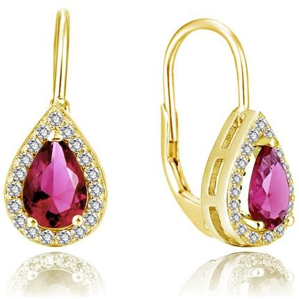 Produktbild Beneto Gold-plated earrings with pink zircons AGUC2230-GOLD