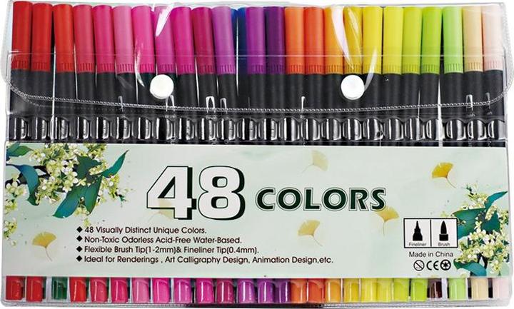 Image du produit I Am Creative Künstler Doppelspitz Mal Filzstifte Dual Brush Pen Fineliner / Handlettering Stifte (Différentes couleurs, 48 x)