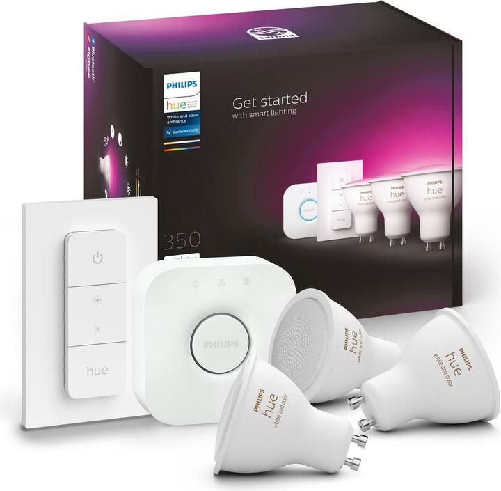 Produktbild Philips Hue White & Color Ambiance Starterset (GU10, 5.70 W, 350 lm, 3 x, G)