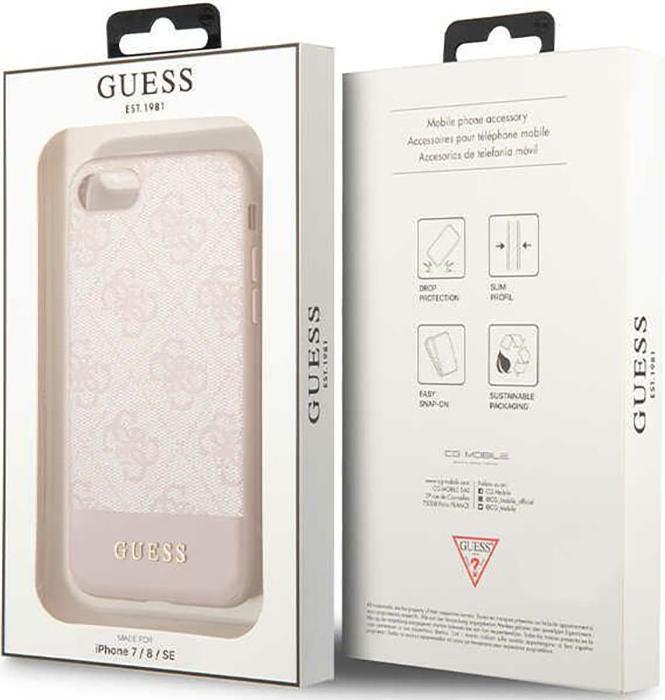 Actual product image Guess GUHCI8G4GLPI iPhone 7/8/SE 2020/ 2022 pink/pink hard case 4G Stripe Collection (Apple iPhone SE, Apple iPhone 8, Apple iPhone 7)