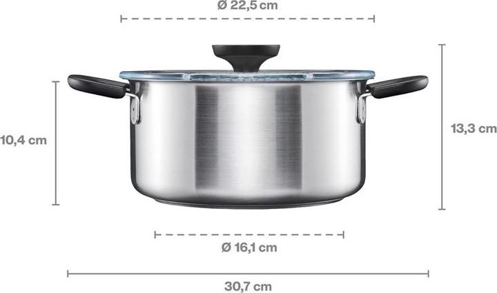 Actual product image Fiskars CASSEROLE FF 3L WITH LID 1072316 (Pot, Stainless steel)