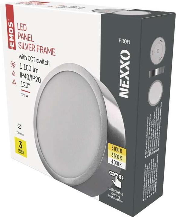 Immagine prodotto Emos Lampada LED a plafone NEXXO, rotonda, argento, 12,5W, con Change CCT (1100 lm)