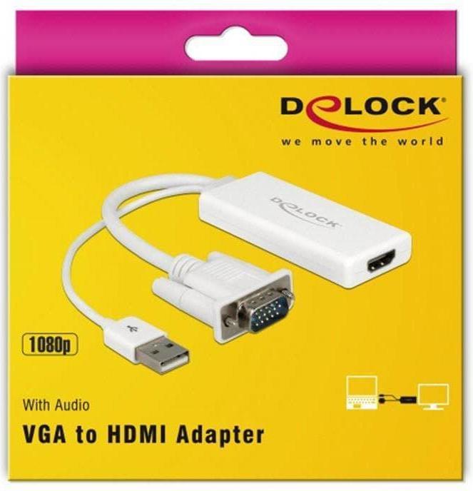 Actual product image Delock Adapter AV D-Sub (VGA) - HDMI + USB-A white (62460) (HDMI, 15.50 cm)