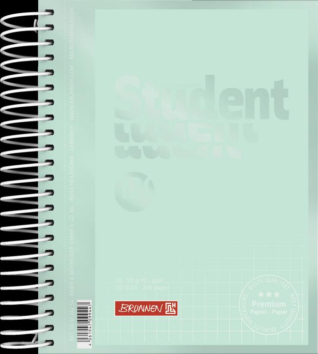 Produktbild Collegeblock Premium Student Colour Code | A6, kariert, 120 Blatt, mint (A6, Kariert)