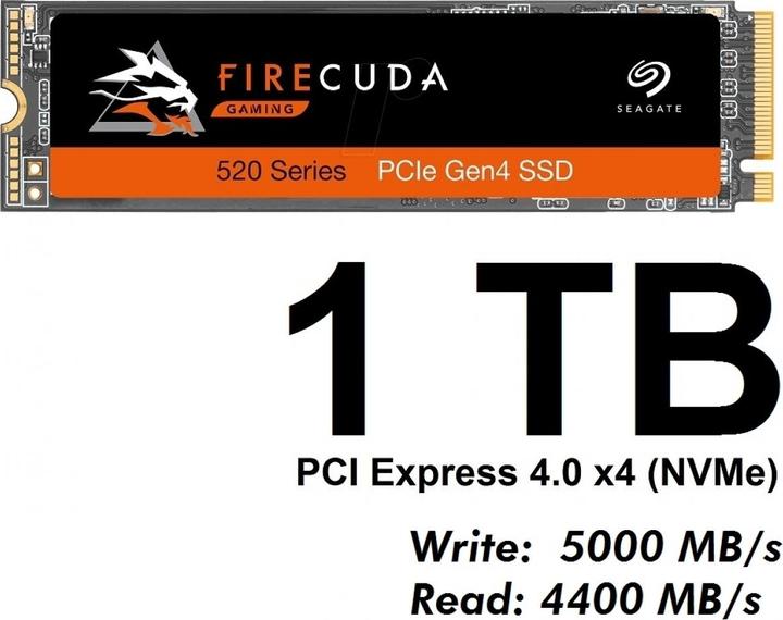 Image du produit Seagate FireCuda 520 (1000 Go, M.2 2280)