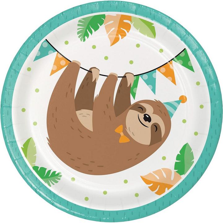 Actual product image Creative Party Happy Paper Sloth Party Plates (Pack of 8) (8 x)