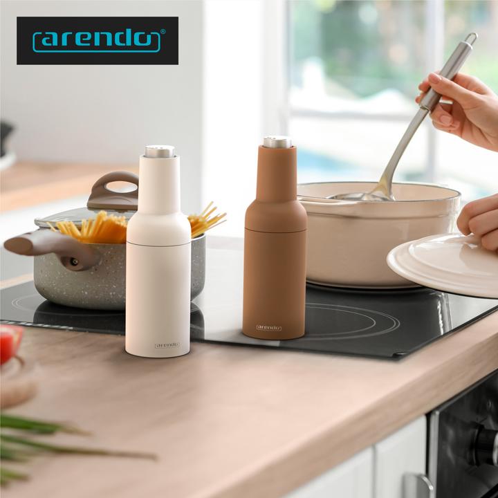 Immagine prodotto Arendo Set di 2 macina sale e macina pepe, macina sale e pepe elettrico, con una sola mano, a batteria (Sale, Pepe)