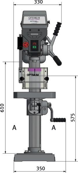 Produktbild Optimum OPTIdrill D23Pro Tischbohrmaschine 400V mit Keilriemenantrieb