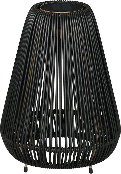 Swisshandel24 Rattan solar light, waterproof path light with light sensor, automatic LED garden lamp, black (IP44)