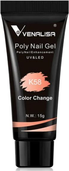 Immagine prodotto Venalisa Poly Gel K58 Rosa Pesca Cambio colore (Essiccatore smalto per unghie, Rosa Pesca)