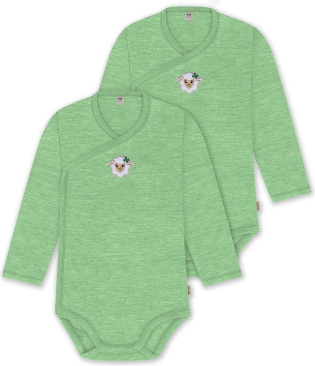 Normani 2er Pack Baby-Body Basic Merino Wickelbody Langarm mit Knopf - 9347