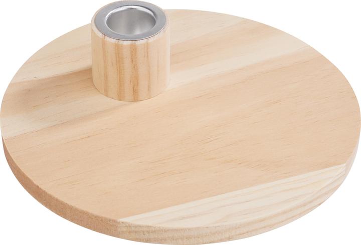 VBS Bougeoir avec plaque décorative, bois brut, Ø 16 cm