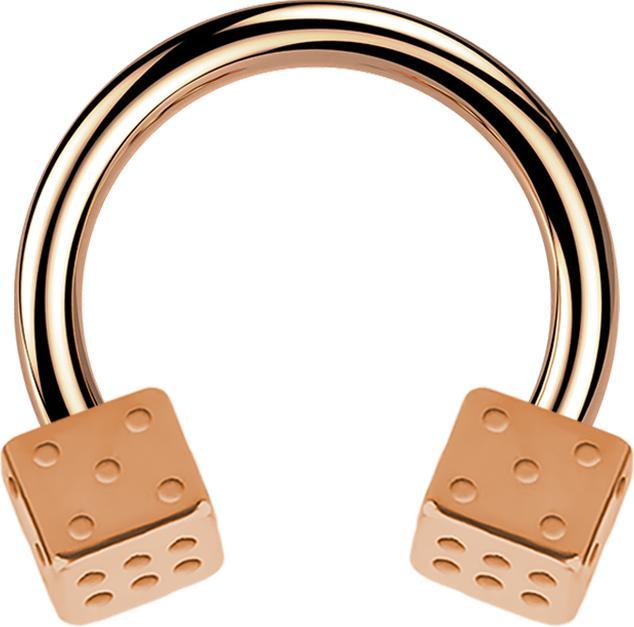 Produktbild Star Piercing Micro Circular Barbell rosegold mit zwei Würfel (ohne Messing, Chirurgenstahl 316L)