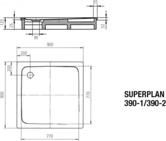 Produktbild Kaldewei Superplan Classic 390-1 90x90cm