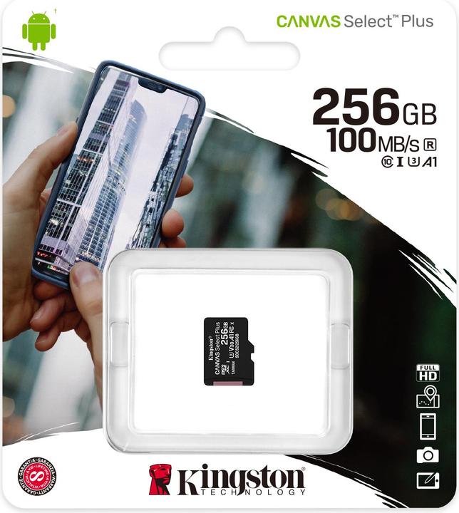 Actual product image Kingston Canvas Select Plus (256 GB, microSDXC, U3, UHS-I)
