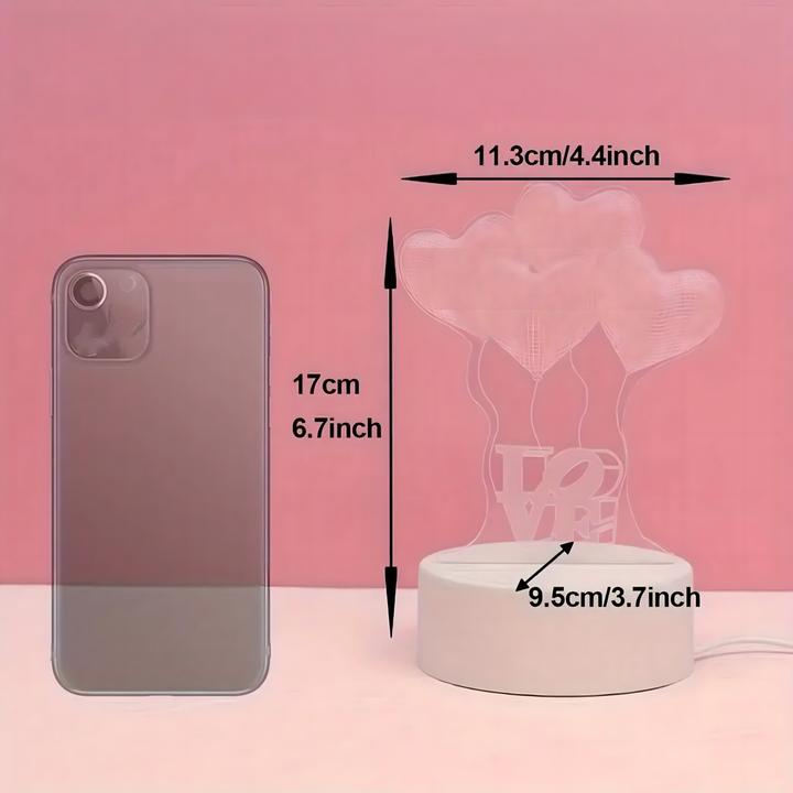 Actual product image Extralink Home Night Lamp 3d Illusion With Four Hearts, USB, For Bedroom